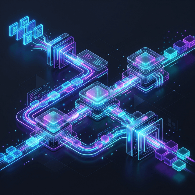 Compiler Pipeline 3D Abstract